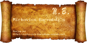 Mirkovics Barnabás névjegykártya